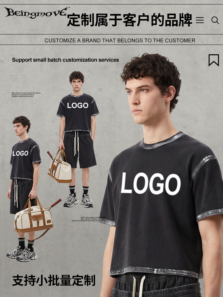 Calle secada| Marca de moda americana retro hecho viejo viento de basura Boxy pintado camiseta de manga corta casual blusa suelta hombre