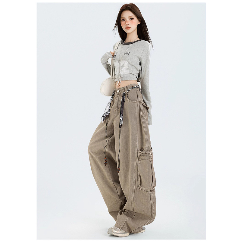 American-Style Women's Jeans 2025 New Wide-Leg Loose Colorful Straight-Leg Workwear Denim Pants American-Style Women's Jeans 2025 New Wide-Leg Loose Colorful Straight-Leg Workwear Denim Pants