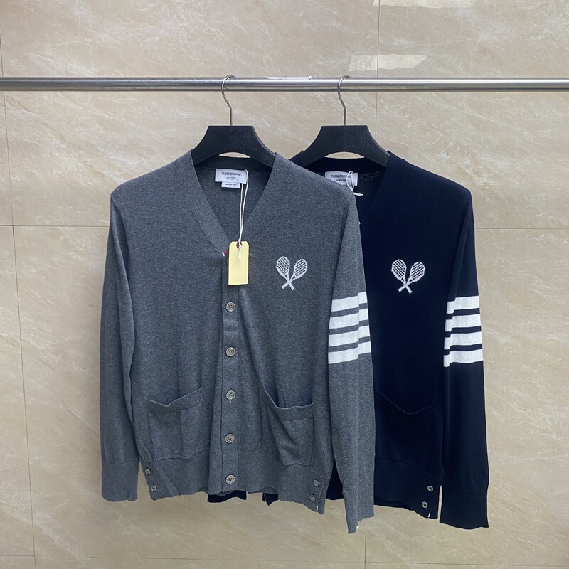 Tb Factory Direct Sales Spring and Autumn New Tennis Racket V-Neck Wool Cardigan Unisex Casual Comfortable Versatile Cardigan Tb Factory Direct Sales Spring and Autumn New Tennis Racket V-Neck Wool Cardigan Unisex Casual Comfortable Versatile Cardigan