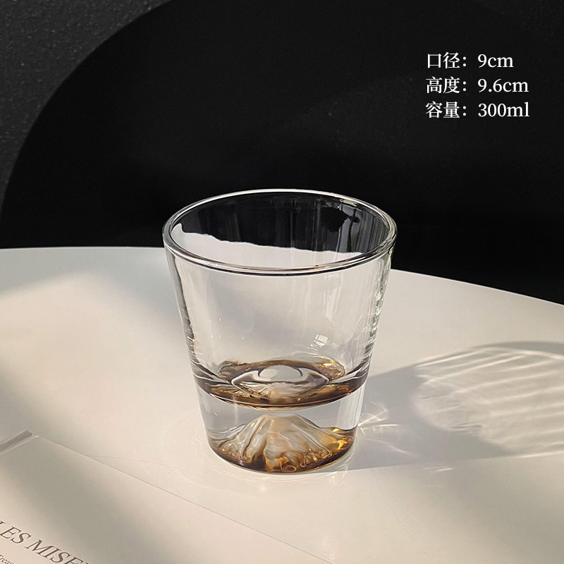 ins风琥珀色观山杯富士山杯高颜值玻璃水杯家用威士忌酒杯咖啡杯|undefined