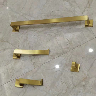 304 Stainless Steel Paper Towel Holder Bathroom Gold Black Set Clothes Hook Bathroom Square Base Towel Bar Cross-Border