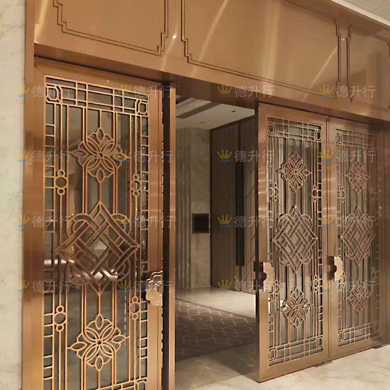 Sales Department rose gold four-way stainless steel door ground bounce door hotel restaurant entrance stainless steel glass door Sales Department rose gold four-way stainless steel door ground bounce door hotel restaurant entrance stainless steel glass door