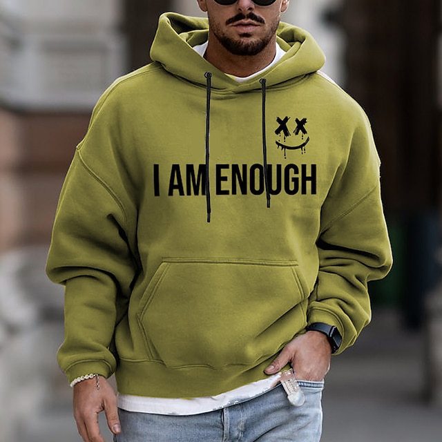 Men's Hoodie Letters Printing Hooded Sweatshirt 2023 European Men's Popular 3D Digital Printing Hoodie Simple Style Solid Sweatshirt Pullover_voghion.com