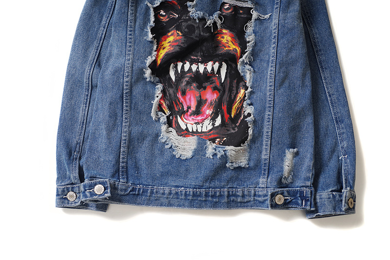 Men's Denim Jacket High Street Trendy Loose Fit Printed Patch_voghion.com