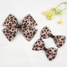 亚马逊爆款复古豹纹儿童精品蝴蝶结发夹印花女孩发饰一大两小跨境