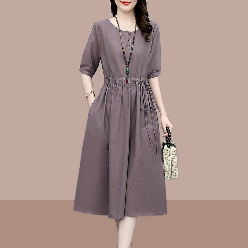 Cotton and Linen Dress for Women, Mid-Length, New Summer Style, Affordable, Waist-Cinching, Slimming, Tummy-Concealing Dress, New Product for 2026 Cotton and Linen Dress for Women, Mid-Length, New Summer Style, Affordable, Waist-Cinching, Slimming, Tummy-Concealing Dress, New Product for 2026
