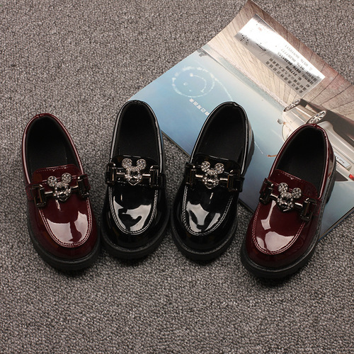  Spring and Autumn New Children's Shoes Princess Black British Small Leather Shoes Soft Sole Dance Shoes Student Performance Shoes Trendy