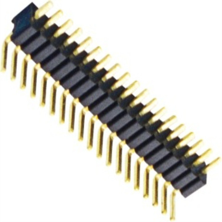 1.27间距排针/单排90度弯针/2~50P/胶高2.0连接器厂家直供批发