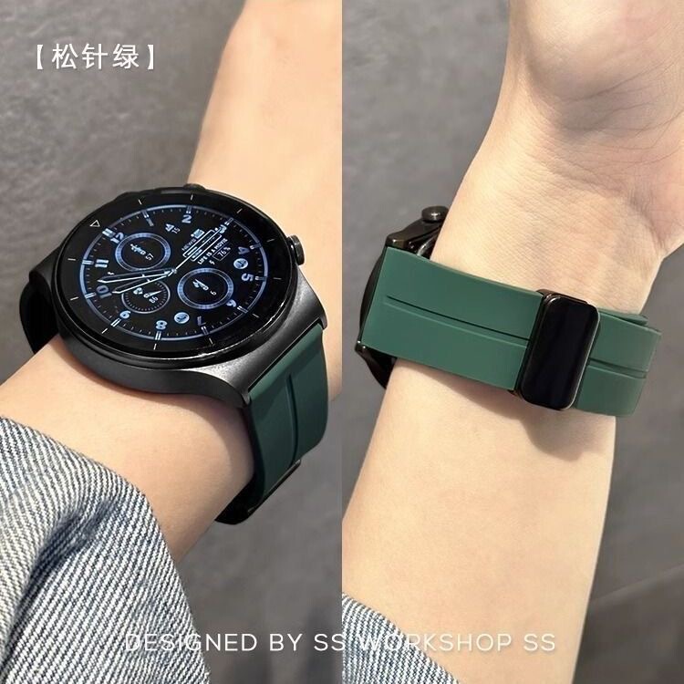 シリコン時計ストラップ 20mm22mm インターフェース幅ユニバーサル耳針取り外し交換用磁気折りたたみバックル時計ストラップ|undefined