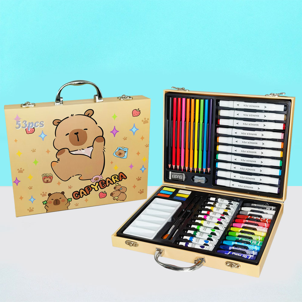 53 pinceles fábrica de pintura al por mayor estudiantes acuarela marcador de plomo de color caja de regalo portátil para niños graffiti