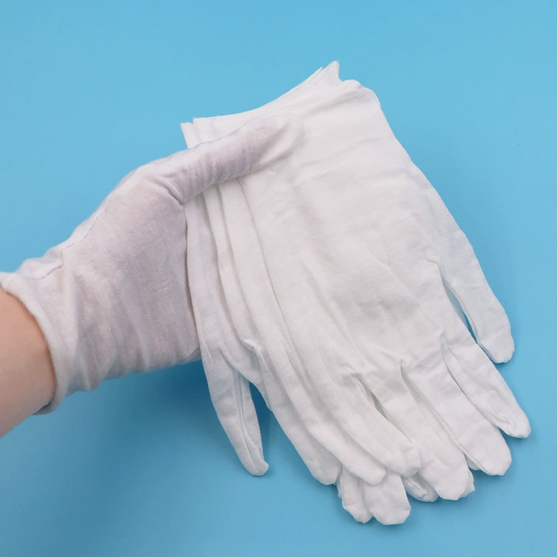 Белые перчатки Этикет из чистого хлопка Wen Play Plate Ткань из бисера Охрана труда Утолщенная износостойкая Рабочая плита Струна Рабочие перчатки для вождения Тонкие