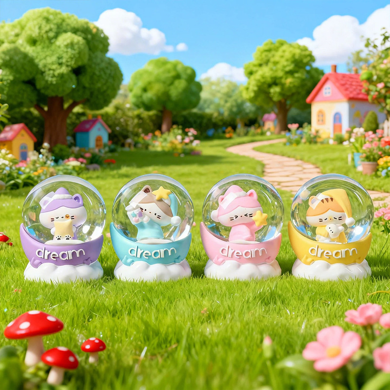 Creative Cartoon Star Cat Resin Crafts Glass Ball Children's Gift Crystal Ball Desktop Decoration Ornaments