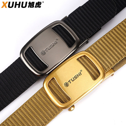 New 3.5 toothless automatic buckle belt manufacturer nylon canvas belt outdoor leisure breathable belt wholesale