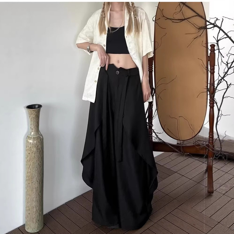 New Chinese-Style Retro Layered Yohji Yamamoto-Inspired Irregular Patchwork Faux Two-Piece Wide-Leg Skirt Pants Loose Men's Dress Pants New Chinese-Style Retro Layered Yohji Yamamoto-Inspired Irregular Patchwork Faux Two-Piece Wide-Leg Skirt Pants Loose Men's Dress Pants