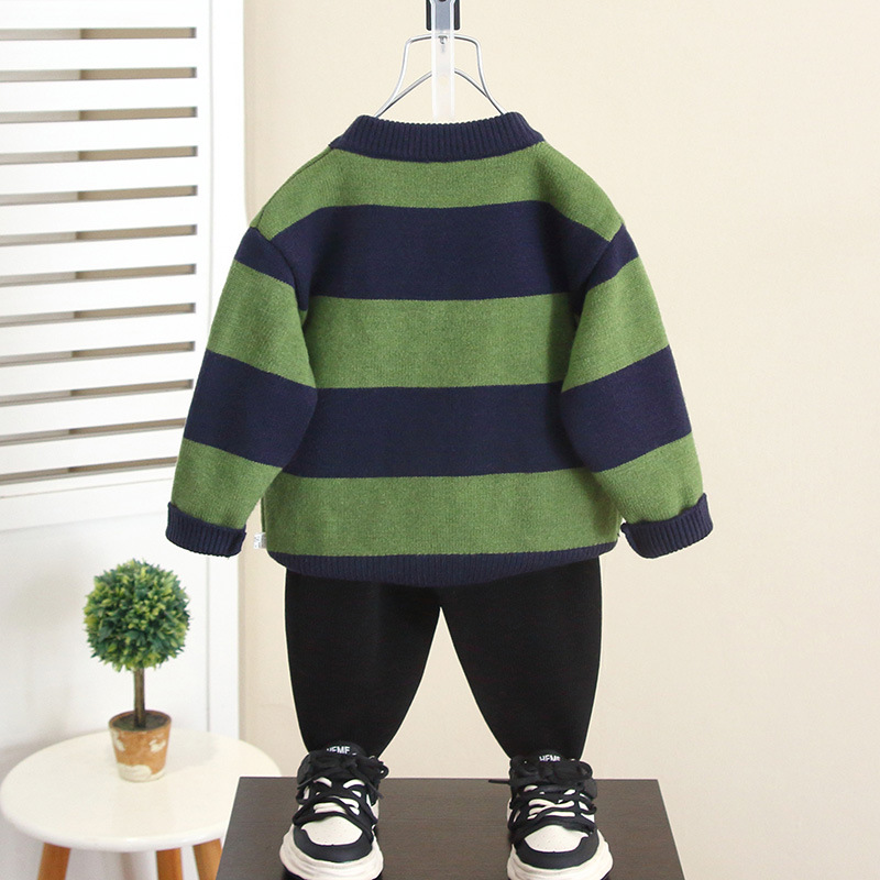 6849 Suéter de otoño e invierno para niños Suéter de punto grueso para niños 2025 Nueva camisa de fondo suelta Versión coreana del bebé