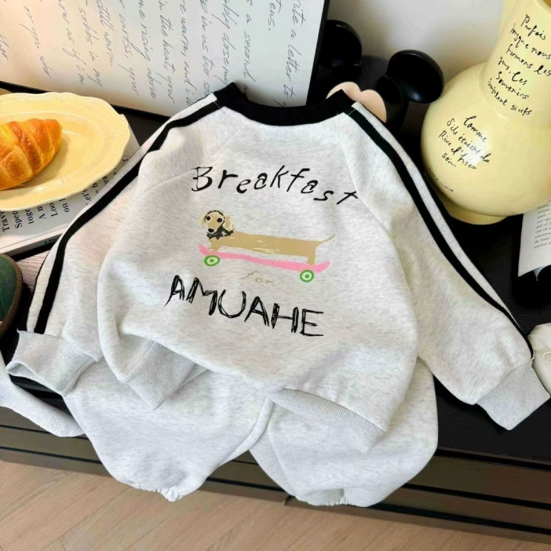 Детский свитера 2024 новый осенний внешний вид спортивный костюм для мальчиков брюки из двух частей