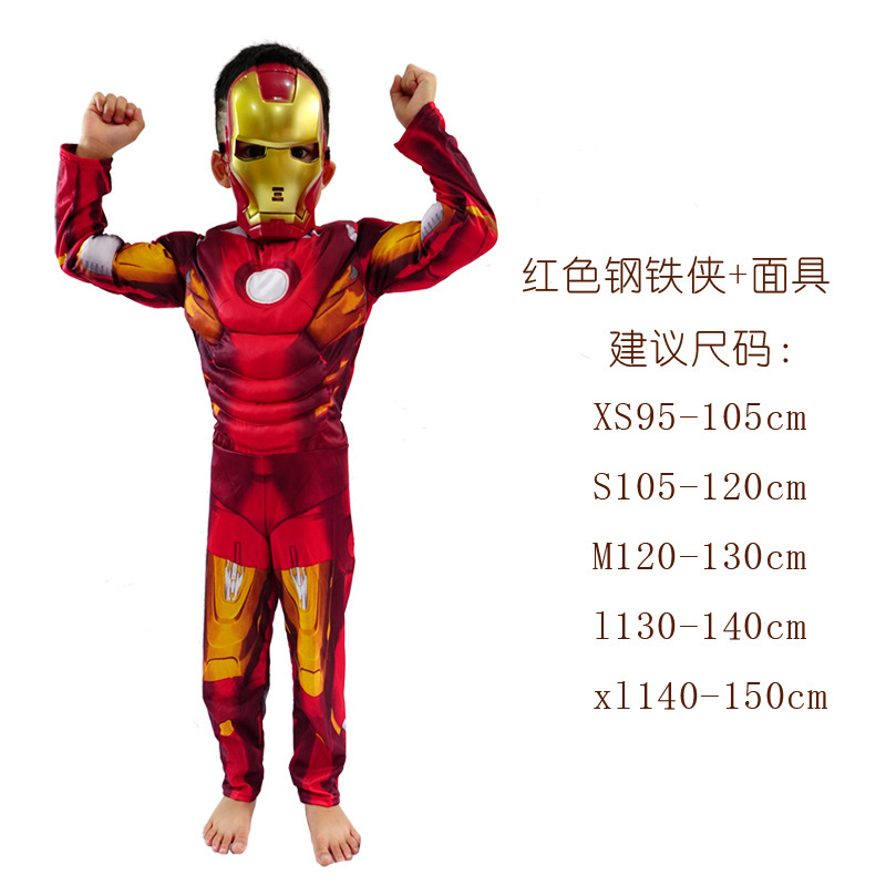 钢铁侠绿巨人蝙蝠侠美国队长万圣节儿童超级英雄演出服肌肉服装|undefined