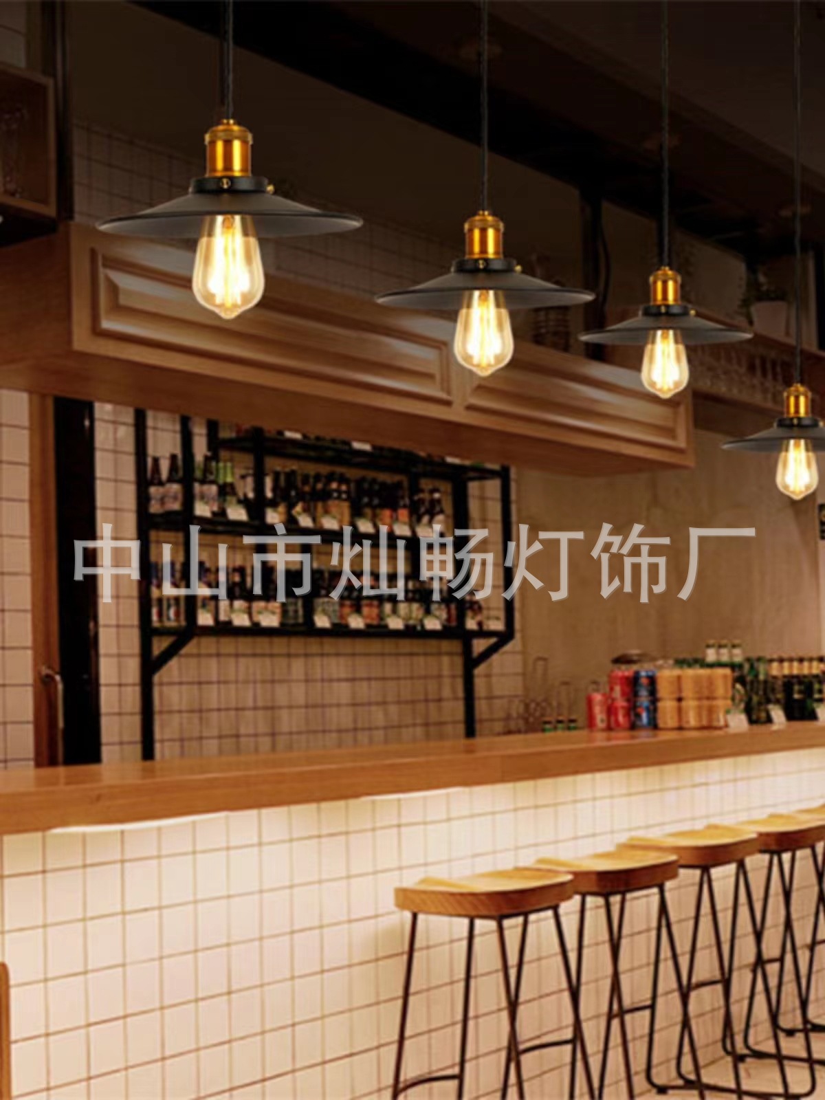 Loft北欧简约吊灯工业风乡村仓库复古创意吧台餐厅单头小黑裙吊灯-阿里巴巴