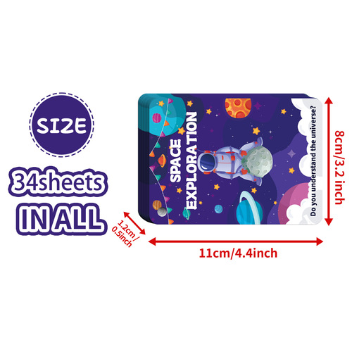 34 Space Planet Cognitive Early Education Baby Flash Cards Cross-border Amazon Enlightenment Interest Brain Teaser Educational Cards