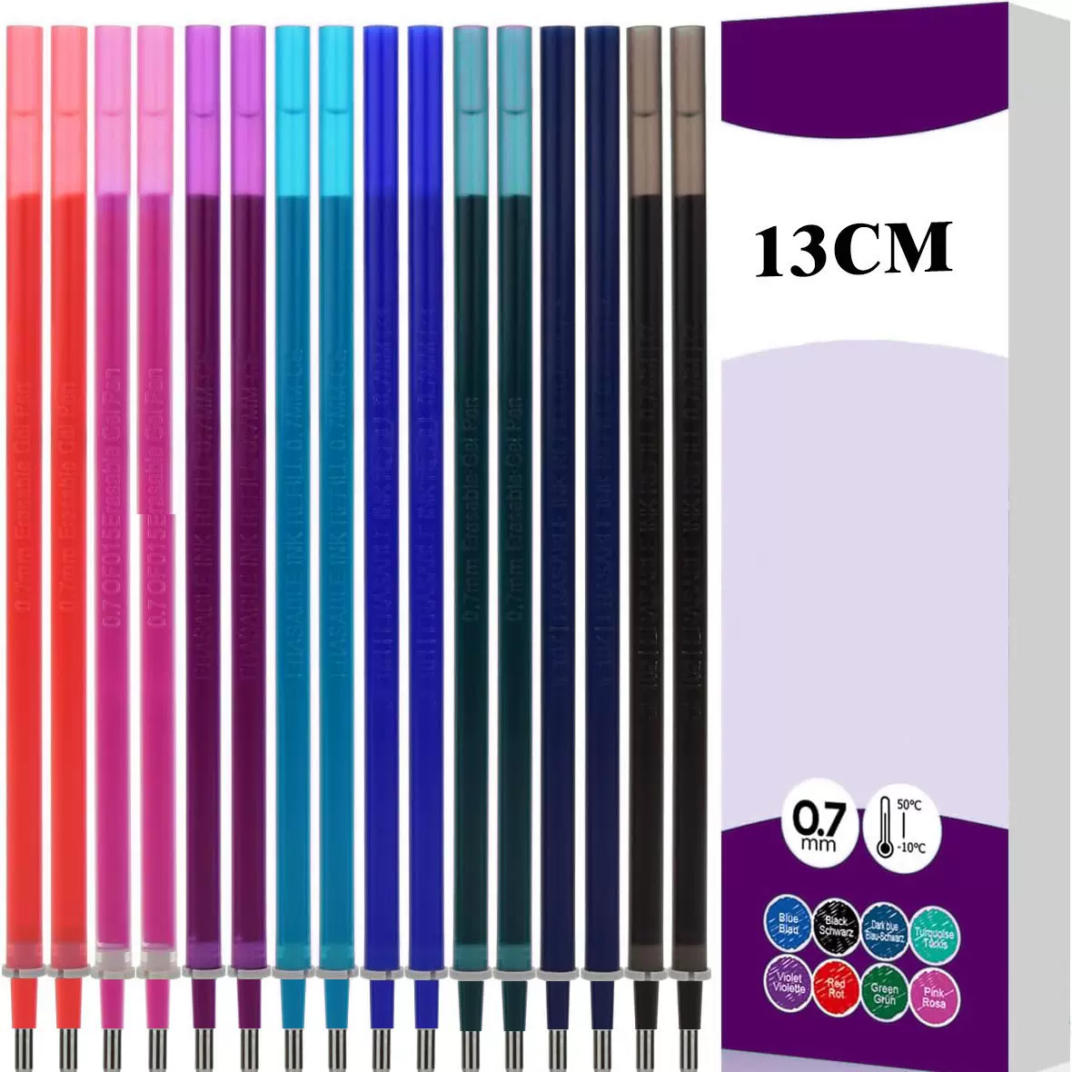 跨境热销13cm可擦笔芯意大利热可擦笔彩色0.7mm适配legami替换芯