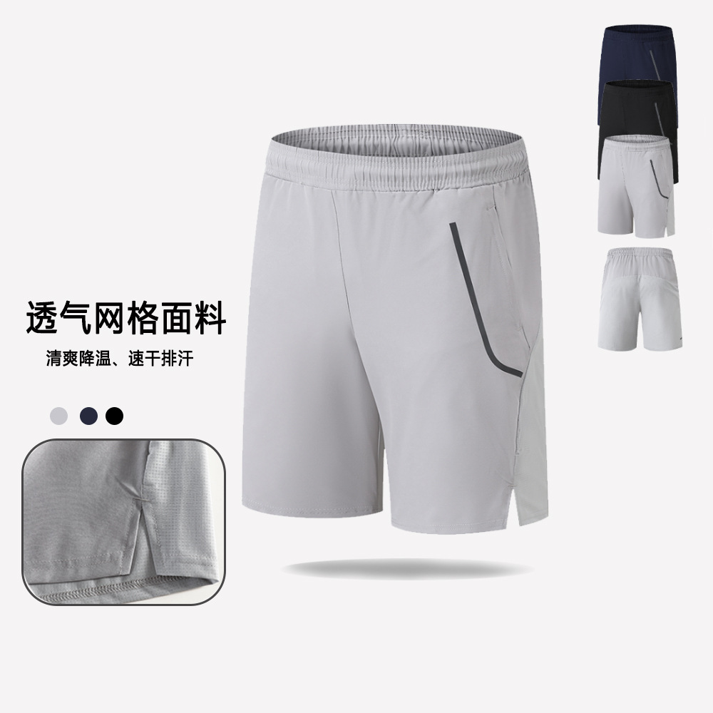 Pantalones deportivos grandes transfronterizos para hombres de verano ocio para correr pantalones de cinco puntos secos rápidos pantalones de entrenamiento transpirables pantalones de baloncesto