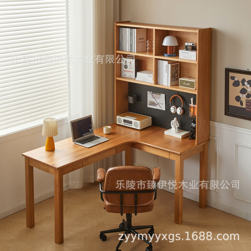 Nordic Cherry Wood Corner Desk Bedroom Bookshelf Combination Writing Desk All Solid Wood Study Computer Desk Walnut Wood Nordic Cherry Wood Corner Desk Bedroom Bookshelf Combination Writing Desk All Solid Wood Study Computer Desk Walnut Wood