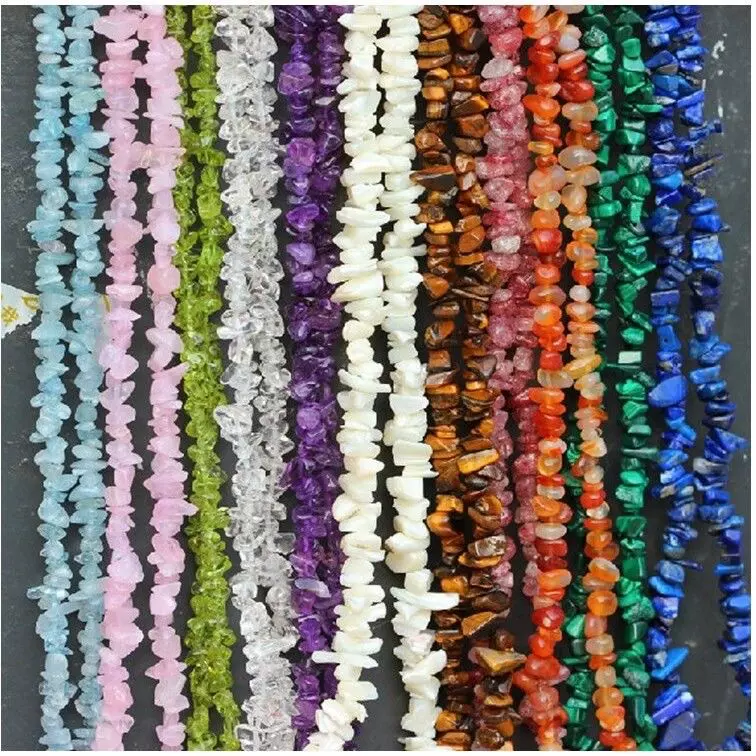 天然水晶碎石手链串珠不规则碎石散珠diy饰品配饰手串项链跨境