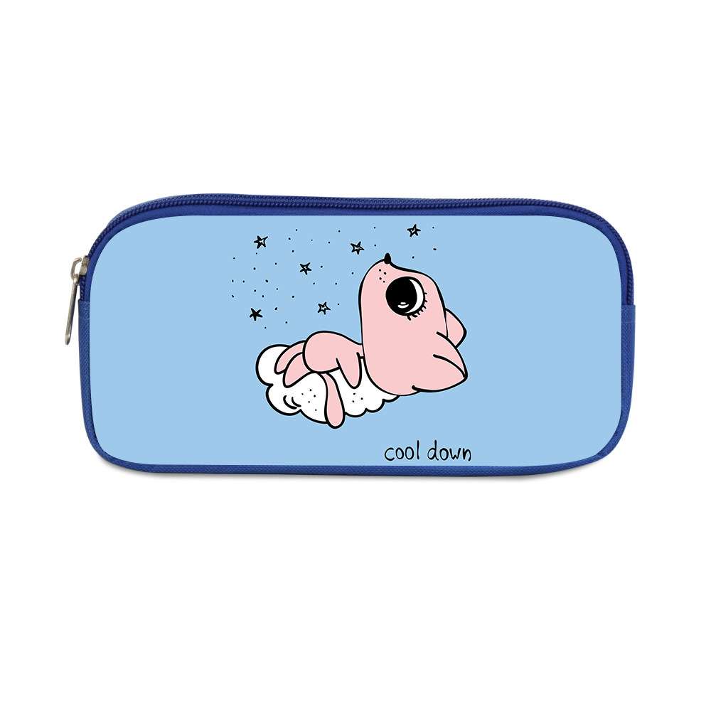 Cartoon cute cat blue single layer pencil case 01