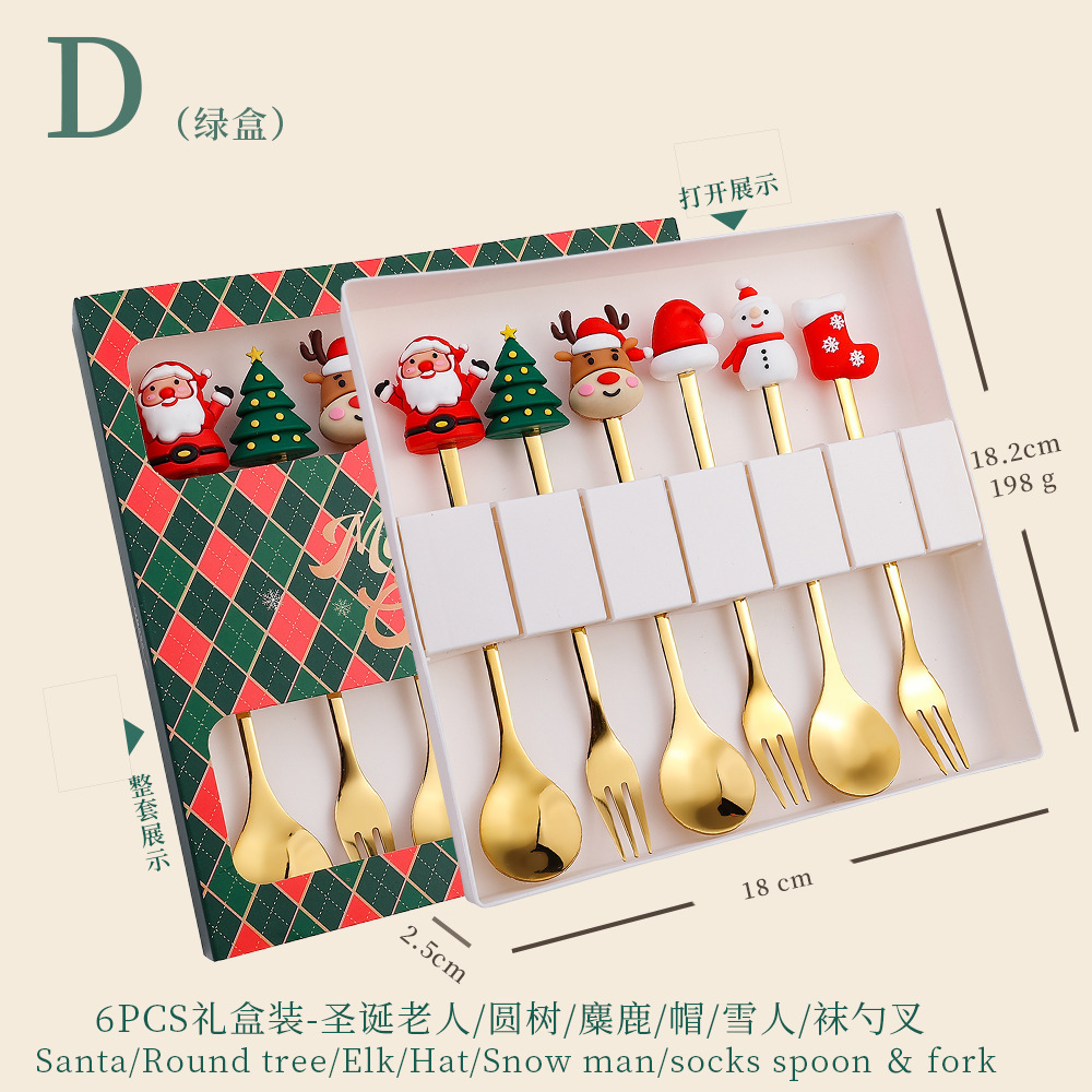 Cucharas nórdicas INS navideñas – cucharas doradas de postre o café de acero inoxidable