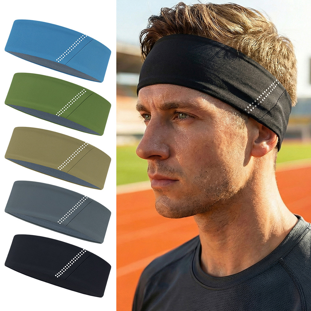Shuntai Xin Nighttime Reflective Sports Anti-Sweat Headband for Outdoor Night Running and Cycling, Sweat-Absorbent, High Elasticity, Breathable, Non-Slip Headband