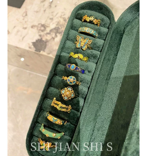 Retro New Chinese Pattern Butterfly Series Open Ring Women's Western Ethnic Style Unique Niche Stacked Finger Ring