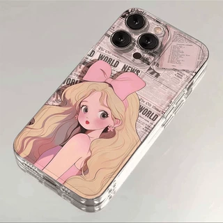 海报少女透明手机壳15适用iphone14保护套13苹果11太空软壳12防摔
