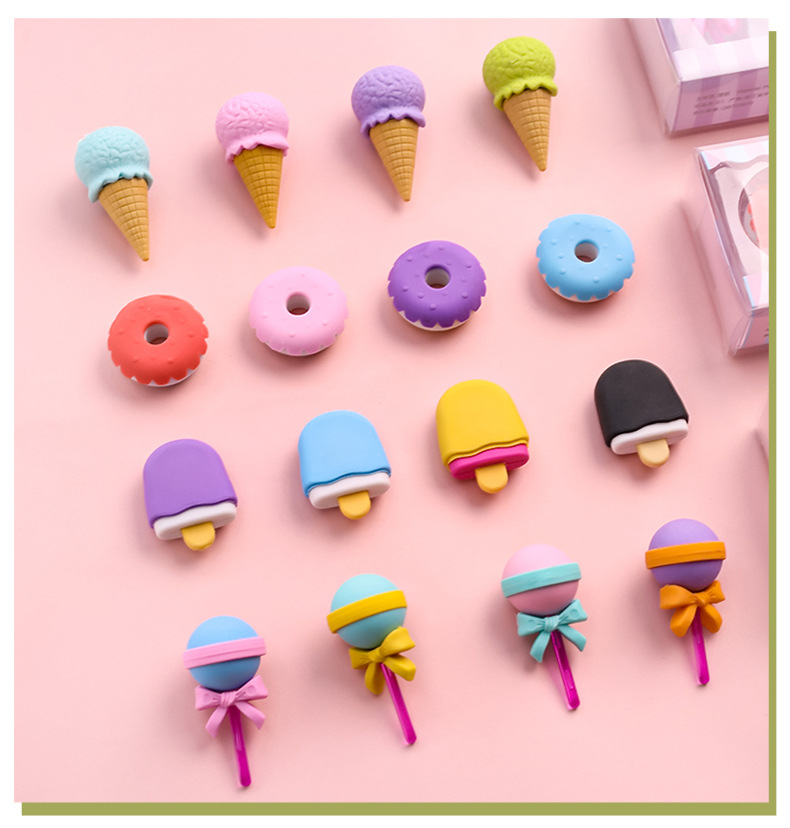 60g Weight Creative Simulation Student Cute Dessert Shape Ice Cream Box Eraser