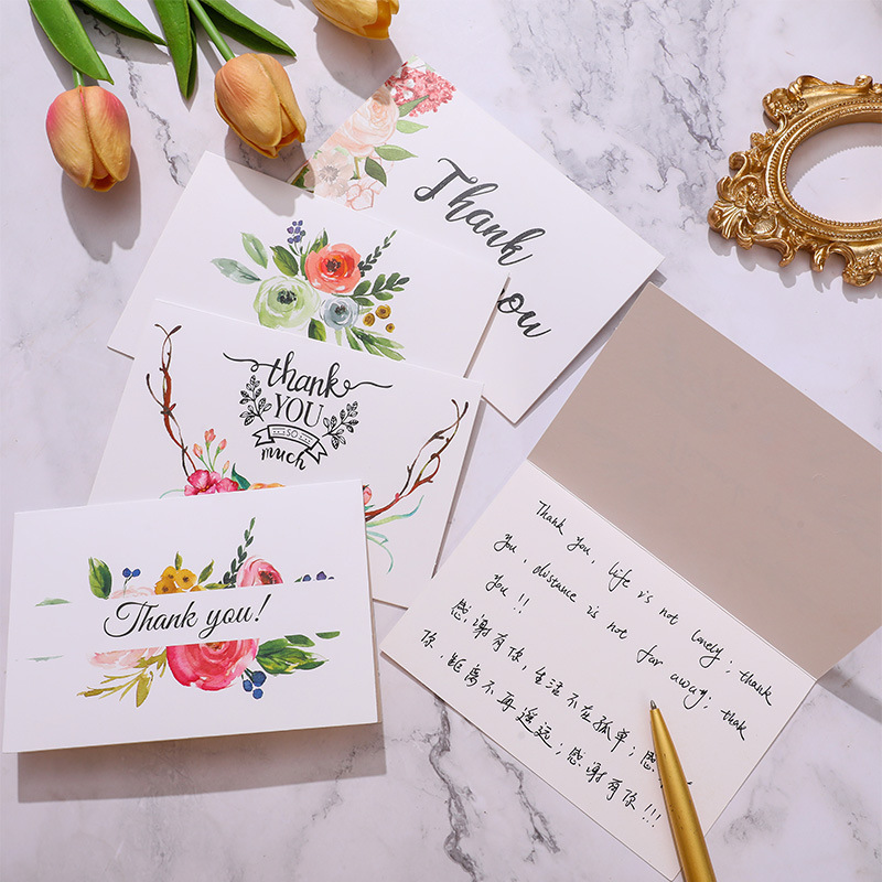 Tarjetas de felicitación de alta calidad tarjetas de agradecimiento tarjetas postales escritas a mano flores de vacaciones regalos de regalo tarjetas de felicitación