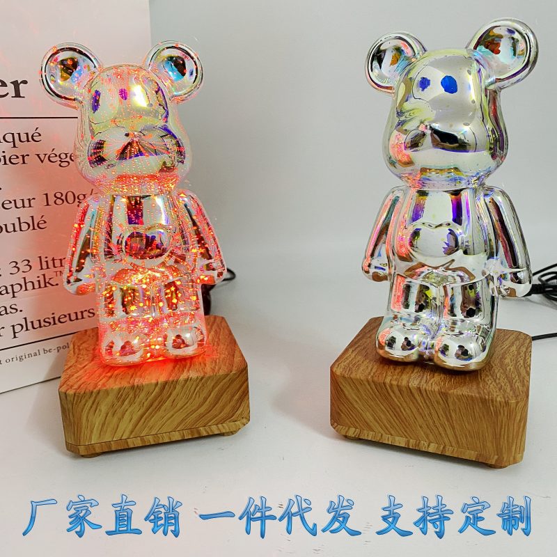Creativo fresco colorido luz 3D tridimensional fuegos artificiales oso luz Internet celebridad faro noche escritorio decoración noche luz regalo