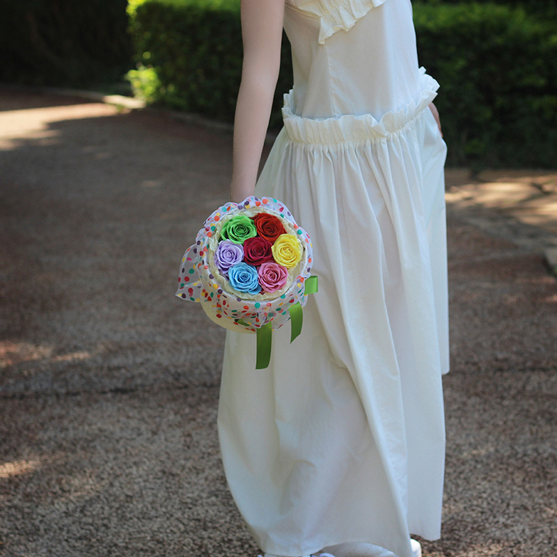 Dopamina Rosa ramo terminado ramo de novia real flor regalo del Día de San Valentín flor seca flor Eterna de Yunnan