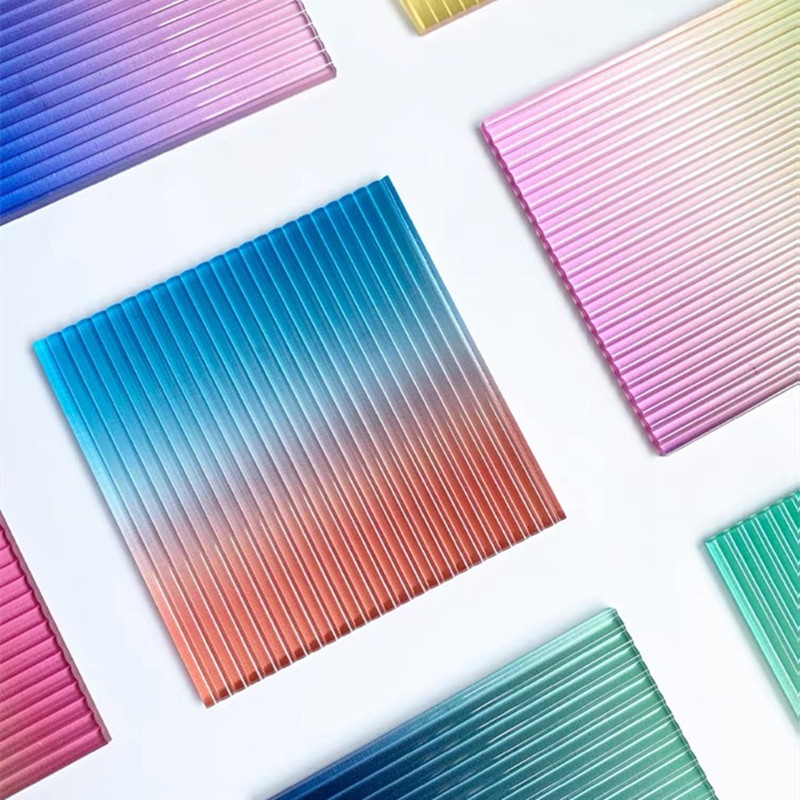 渐变色亚克力板炫彩色半透明有机玻璃条纹石头纹板镭射UV印刷装饰