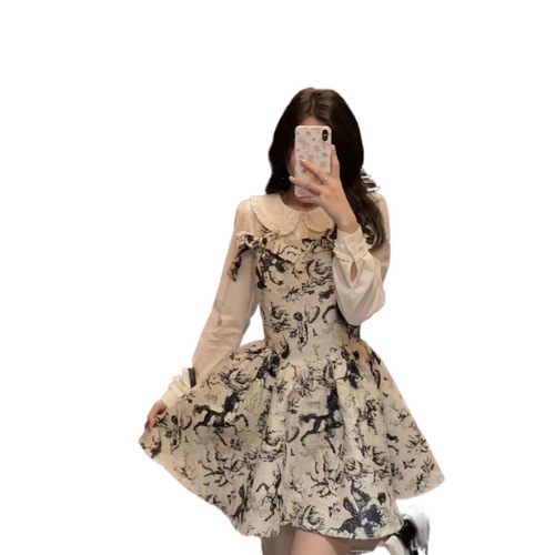 Women's Short Sleeve High-Waisted Long-Sleeve A-Line White Babydoll Collar Blouse with Lace Detail for a Fitted and Slimming Effect