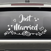 精雕 just married 婚礼庆祝汽车玻璃贴英文窗贴跨境可移除MJD247