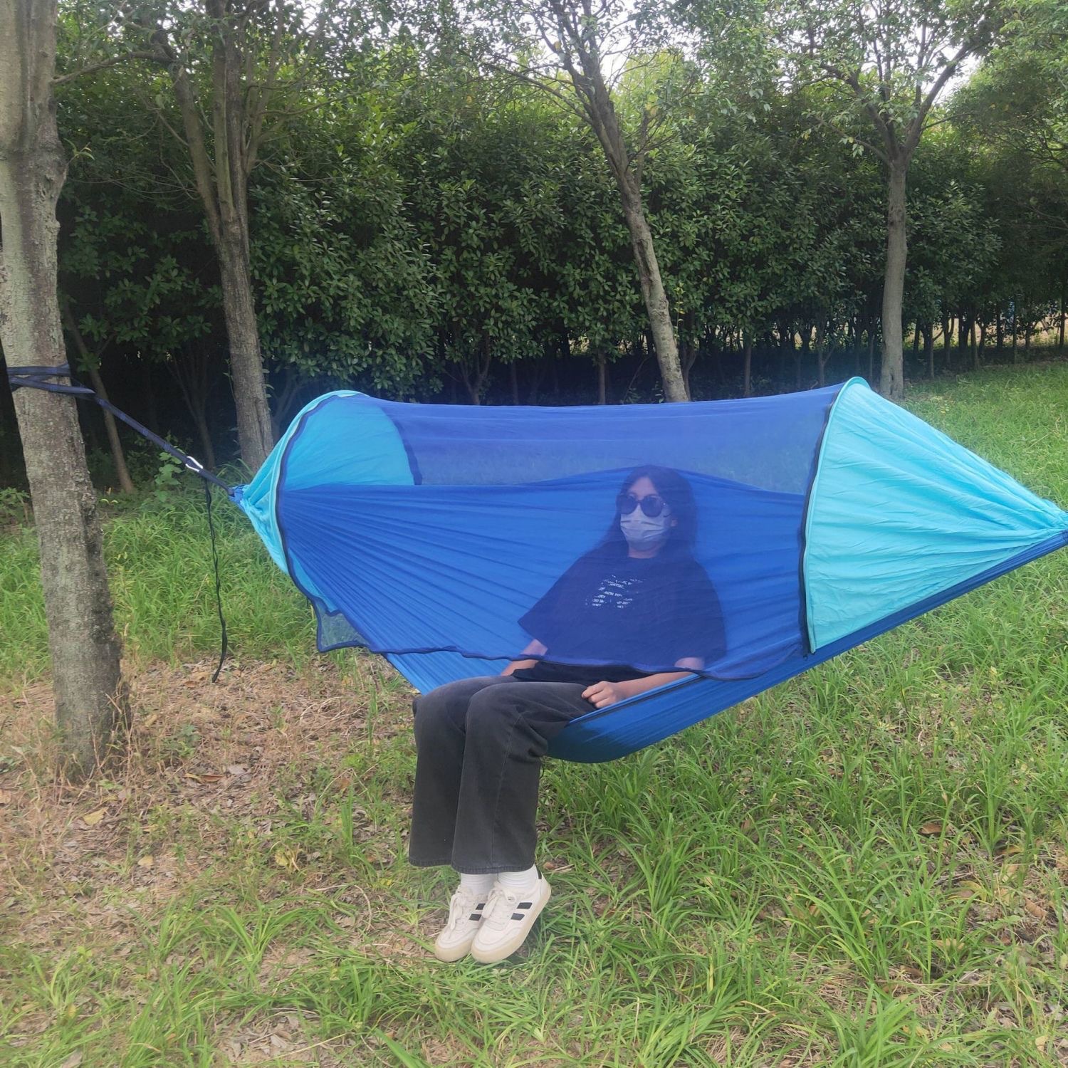 Automático de apertura rápida con mosquiteros hamaca al aire libre simple y doble tela de nylon barra de campamento anti-mosquitos tipo de suspensión image 4