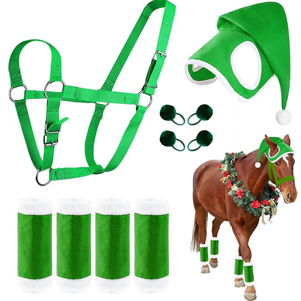 Caballo Día de San Patricio Caballo Sombrero de Navidad Caballo Cuerda de Navidad Cubierta de pie de caballo Amazon mismo estilo