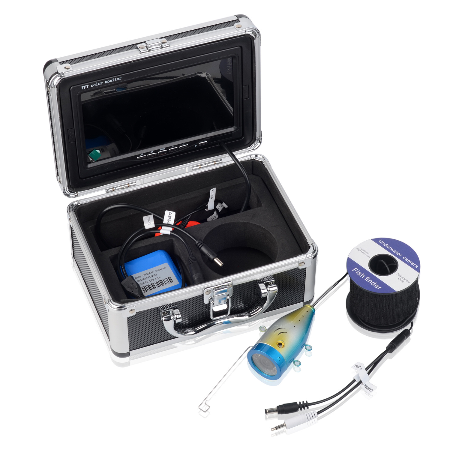 7-pulgadas de 15 metros de alto dispositivo de pesca visual clara Cámara subacuática buscador de peces equipo de pesca cámara de monitoreo subacuático