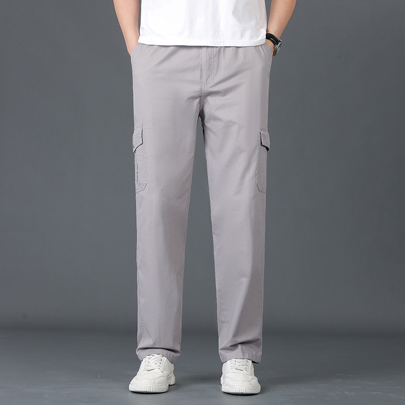 Pantalones casuales de lavado de agua para hombres, pantalones de trabajo de moda de bolsillo, algodón suelto, cintura elástica grande, pantalones de jabón image 5