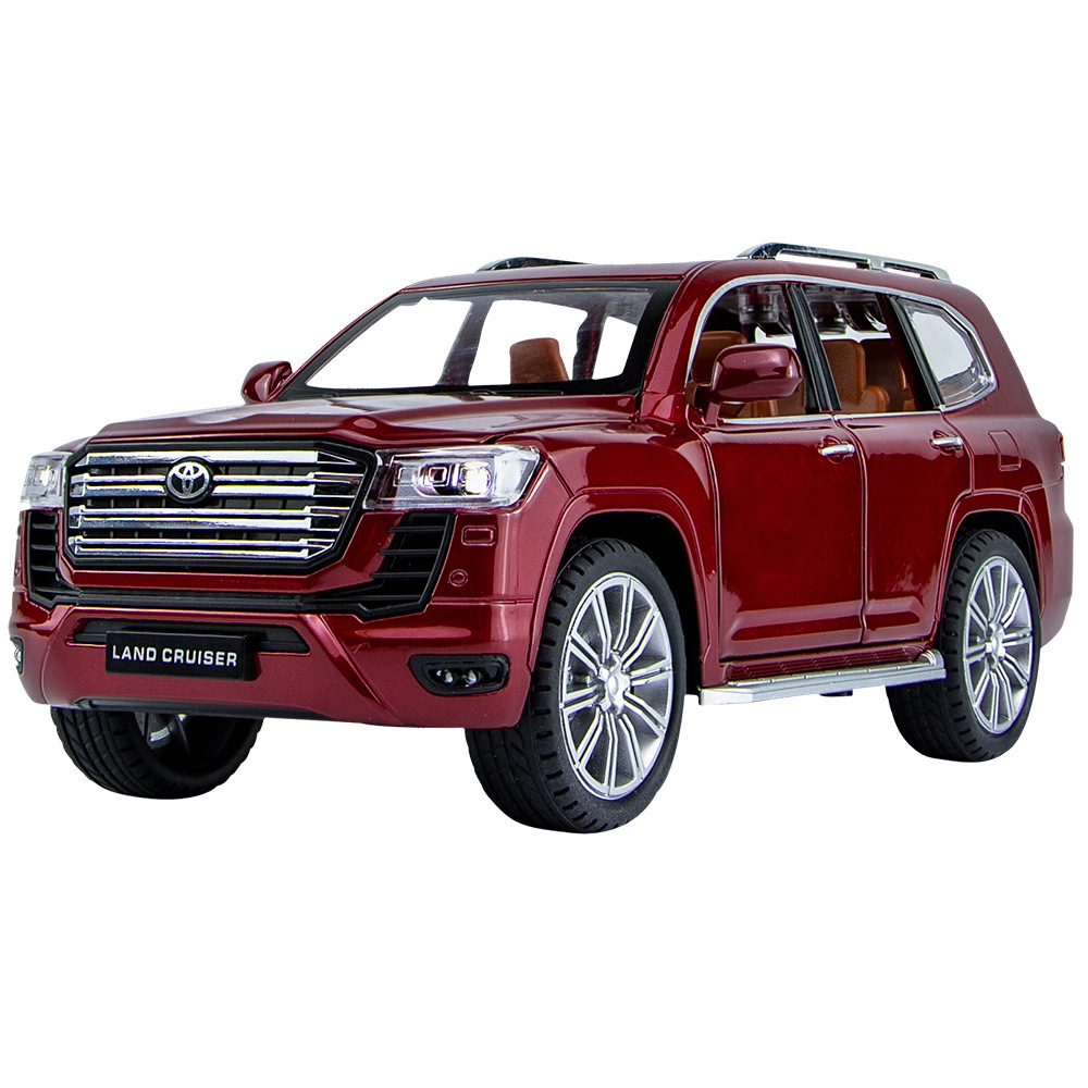 Weili aleación coche modelo 1:24 Toyota tierra patrulla calle coche versión fuera de la carretera Tire hacia atrás el sonido del coche y la luz modelo de coche de juguete Decoración