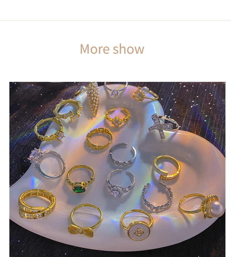 Simple Style Geometric Copper Inlay Zircon Open Ring 1 Piece