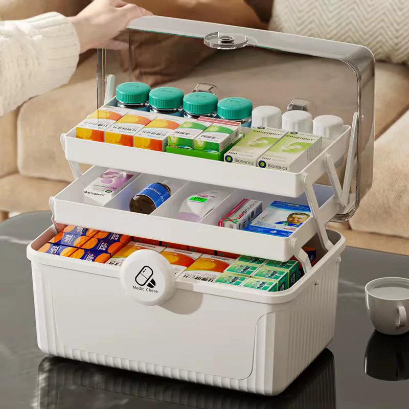 Handheld Storage Box, Extra-Large 3-Layer Portable Organizer with Transparent Lid