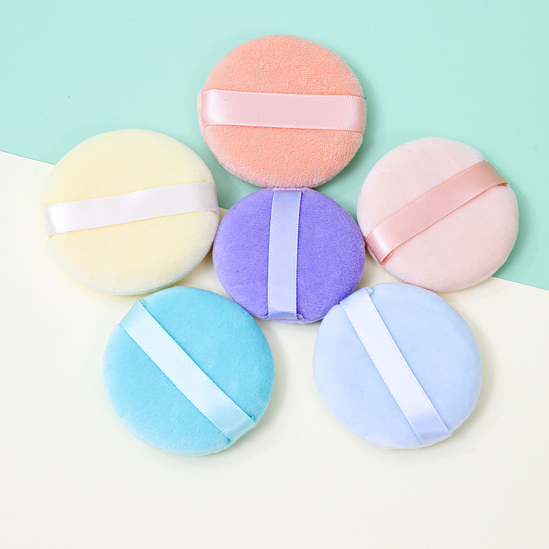 Esponja de flocado corta redonda transfronteriza, polvo suelto de felpa, esponja de terciopelo, algodón, herramientas de belleza, fábrica personalizada al por mayor