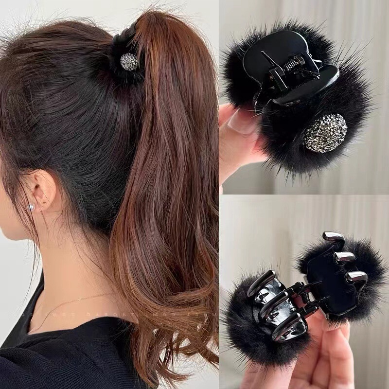 Mink hair pumpkin high ponytail artifact hair tie clip hairpin headdress 2023 new clip hairpin shark clip Mink hair pumpkin high ponytail artifact hair tie clip hairpin headdress 2023 new clip hairpin shark clip