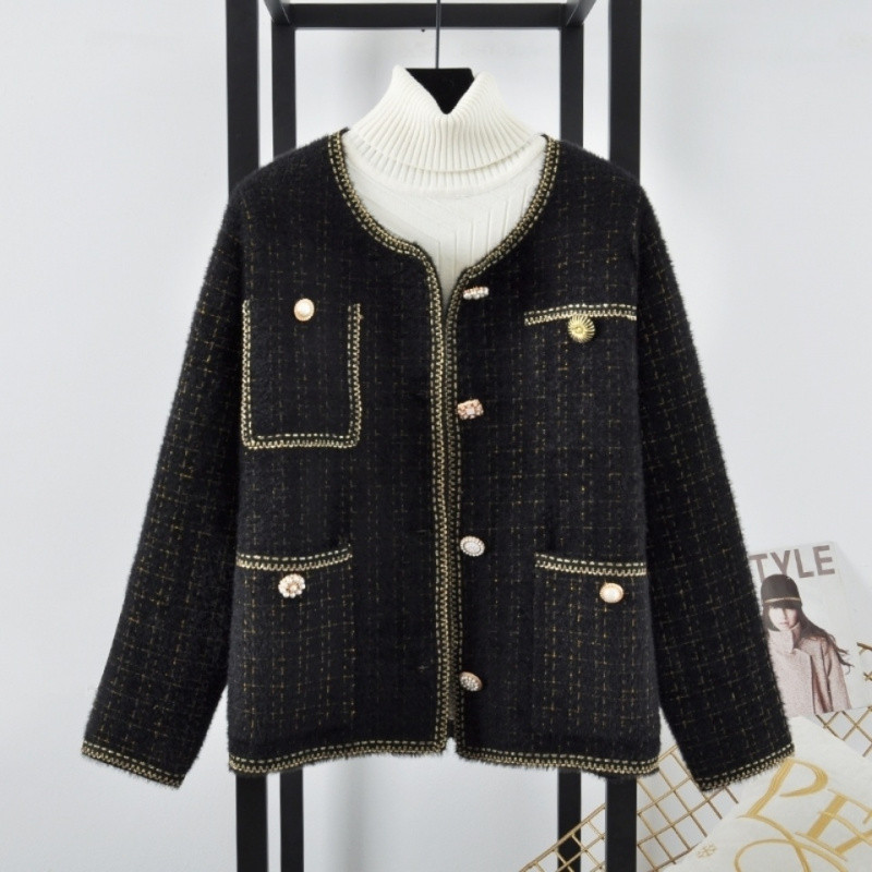 (2개) [머리 없음] 가을과 겨울 새로운 작은 스타일 여성 모조 밍크 모피 코트 외국 스타일 겨울 카디건 탑 여성 의류