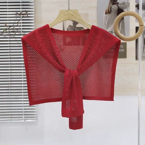 New hollow-out thin ice silk knitted shawl to pair with shirts and skirts, worn over a T-shirt or as a small vest for women in summer